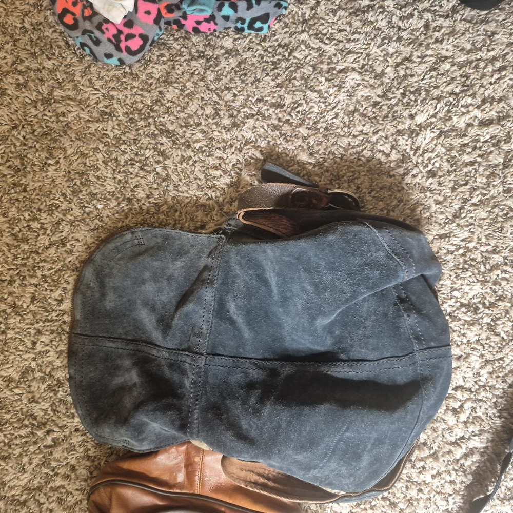 Stylish Blue Suede Bag